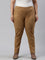 Women Solid Light Brown Mid Rise Suede Treggings