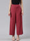 Women Solid Rusty Pink Viscose Mid Rise Knit Palazzos