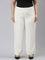 Women Solid Cream Linen Cargo Pant