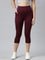 Women Solid Maroon High Rise Training Capri