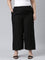 Women Solid Black Mid Rise Linen Wide Pant