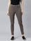 Women Brown Stripe Printed Mid Rise Jeggings