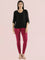 Dark Fuchsia Cotton Stretch Ankle Length Leggings