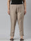 Women Beige Solid Mid Rise Metallic Pants