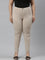 Women Beige Stripe Printed Mid Rise Jeggings