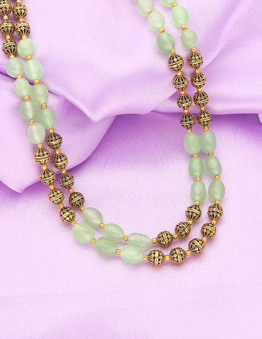 Designer 2-lines Monalisa Topaz Green Beads Mala