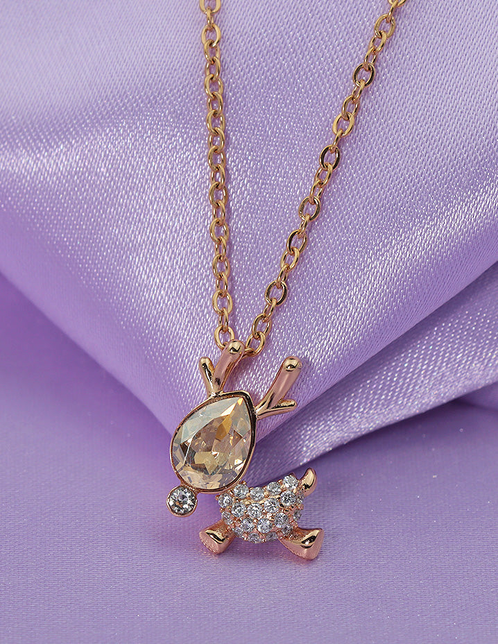 Swarovski Crystal Golden Glimmer Reindeer Chain Pendant