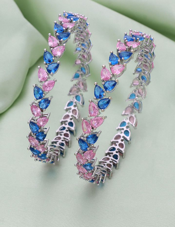 Designer Zirconia Aqua Blue & Baby Pink Bangles ZBGL10128