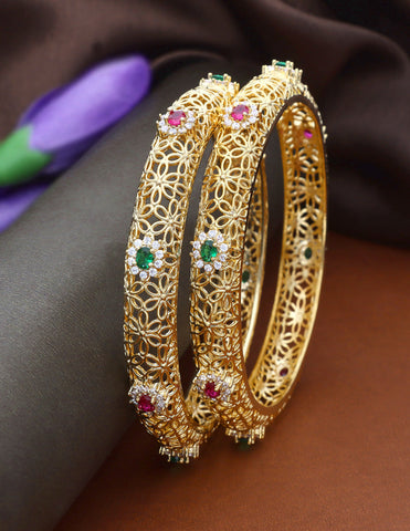 Designer Zircon Gold Plated Bangles ZBGL10935