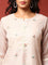 Beige chanderi thread work embroidery three piece suit set