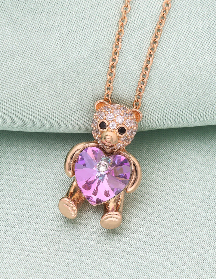 Swarovski Crystal Teddy Bear Chain Pendant