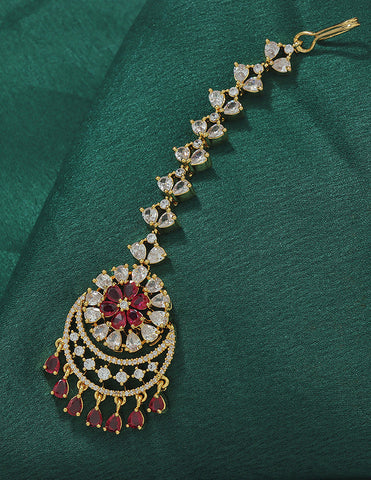 Designer Zirconia Floral Maang Tikka