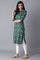 Green Printed Straight kurta