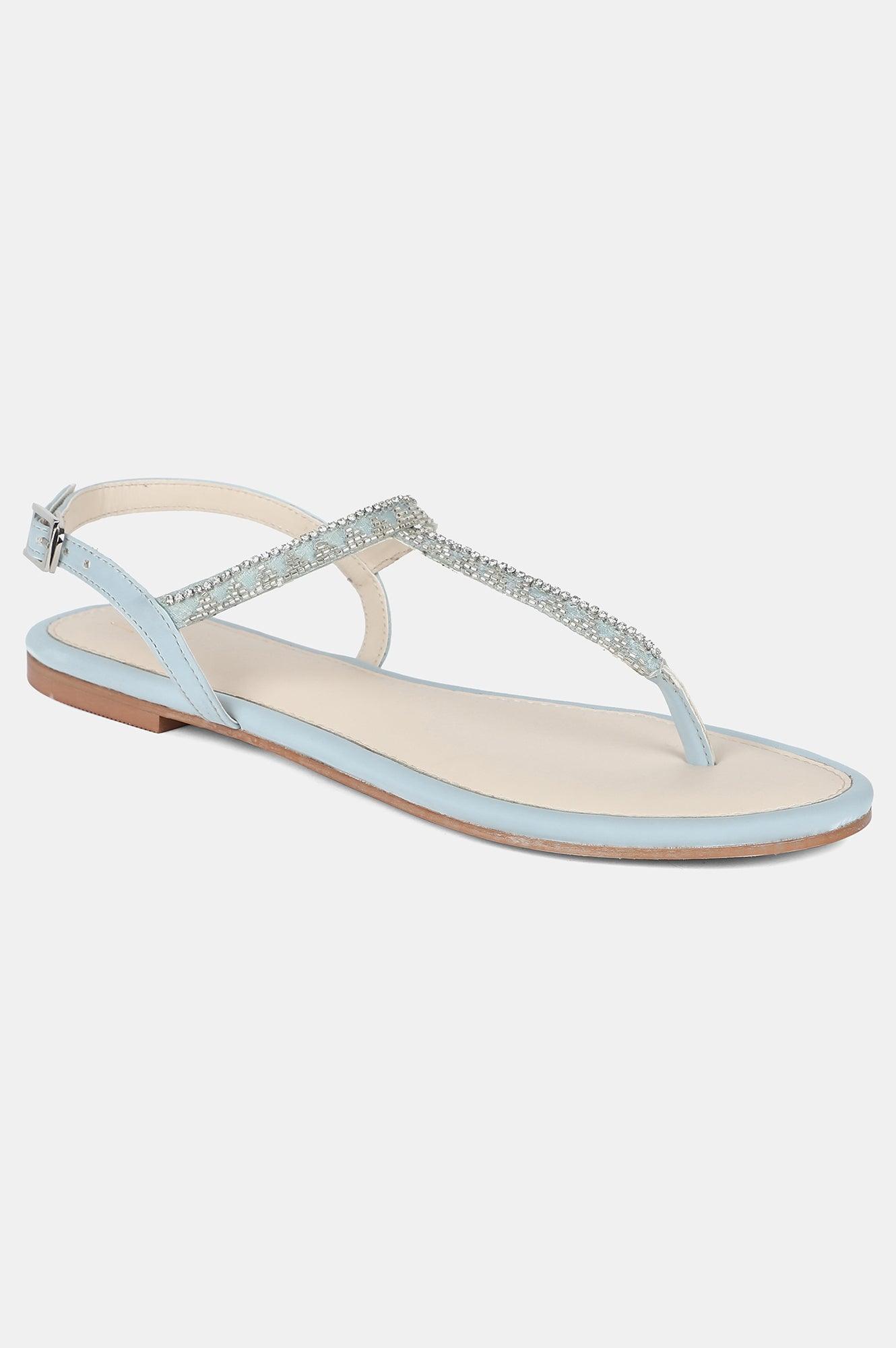 W SKY BLUE Almond Toe Flat-WPAMELA