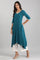 Blue V-Neck Yarn-dyed Liva kurta