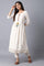 Ecru Round Neck Embroidered Dress