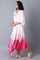 Pink and Ecru Color Blocked Asymetric Dress