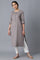 Grey Round Neck Solid kurta