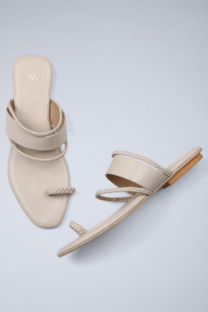 W Ivory Square Toe Flat-WADA