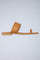 W Light Tan Woven Design Square Toe Flat