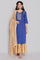 Blue Embroidered Solid Straight kurta