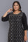 Black Glitter Print Straight kurta