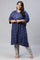 Blue Floral Print Ethnic kurta With Sequins