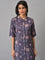 Purple Floral Printed Shirt Dress