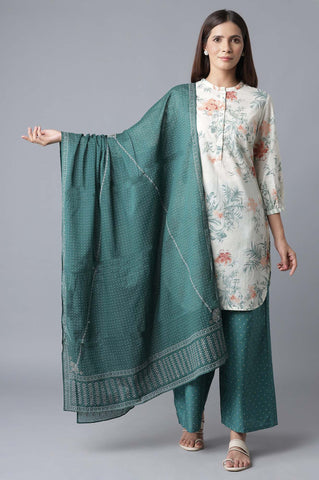 Green Printed Voile Dupatta