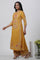 Yellow A-Line Printed Kurta And Parallel Pants Set