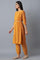 Orange Pleated kurta-Slim Pants Set