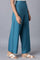 Blue Solid Wide Leg Tencel Palazzo With Elasticated Waist