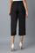Black Solid Straight Fit Cotton Culottes With Elasticated Waist