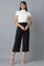 Black Solid Straight Fit Cotton Culottes With Elasticated Waist