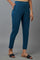 Blue Solid Flared Cotton Pants With Elasticated Waist