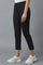Black Solid Straight Fit Trousers With Pintuck Detail