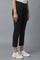 Black Solid Straight Fit Trousers With Pintuck Detail