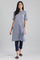 Blue Mandarin Neck Yarn-Dyed kurta