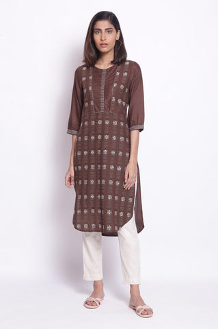 Fresh Roast Brown Embellished kurta