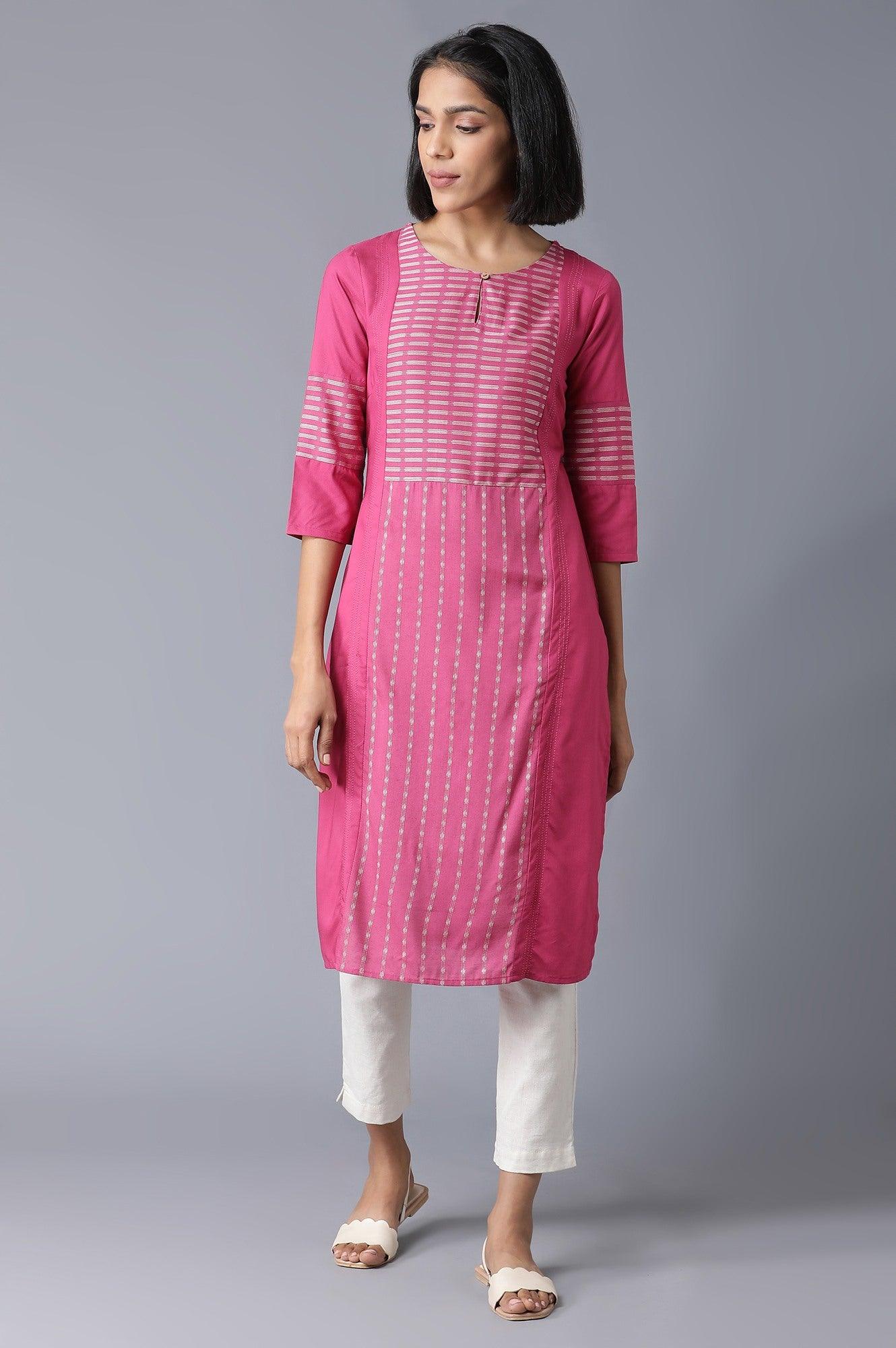 Malanga Pink Red Straight Dobby kurta