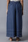 Blue Pleated Flared Pants