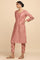 Pink Cotton Silk Jacquard kurta