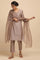 Grey and Gold Cotton Silk Jacquard kurta