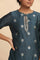 Teal Blue and Gold Cotton Silk Jcaquard kurta