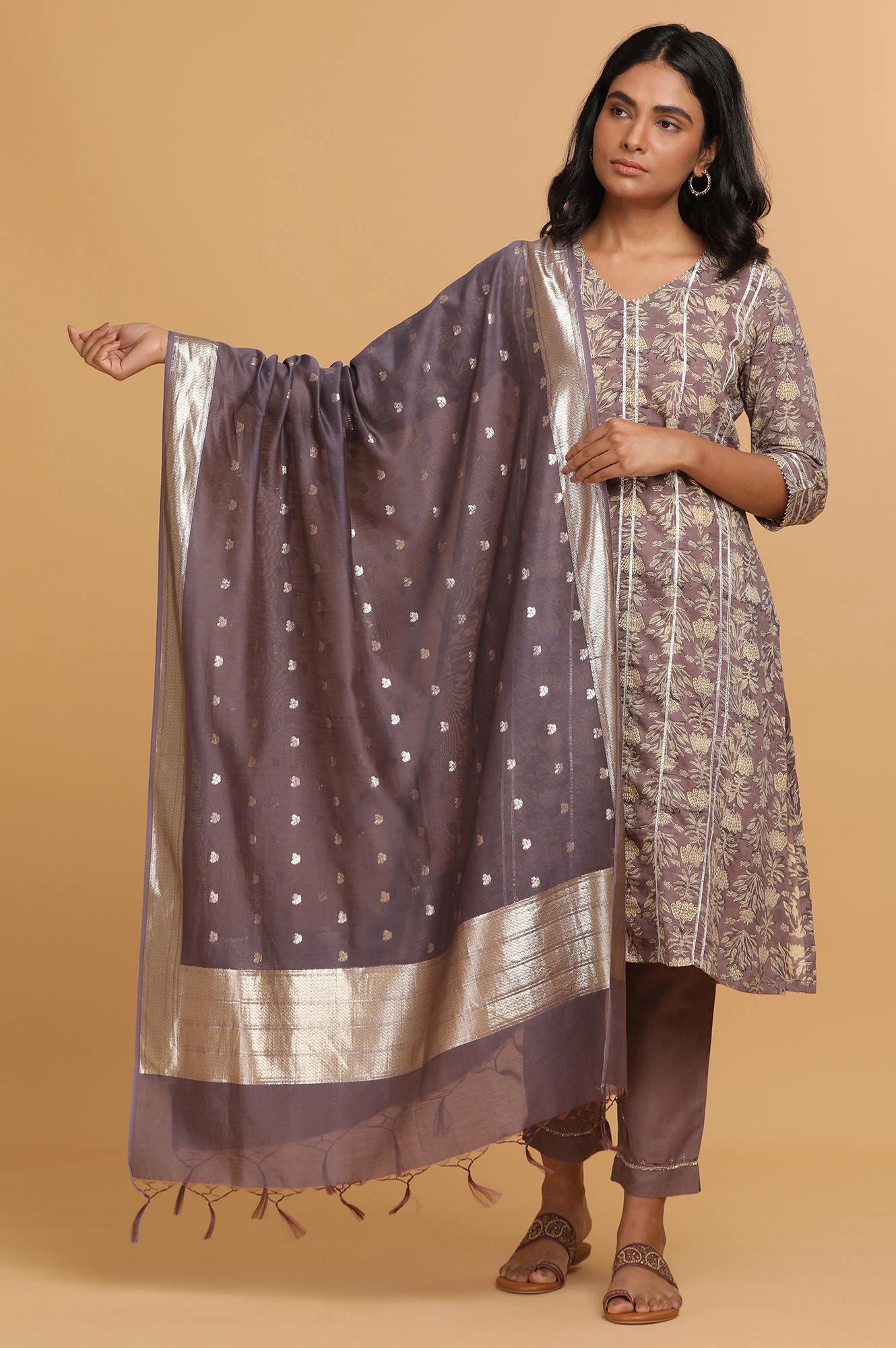 Light Purple Cotton Silk Jacquard Drape