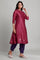 Dark Pink Mandarin Neck Panelled kurta