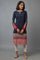 Dark Blue Colour Block kurta