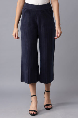 Dark Blue Pleated Parallel Pants