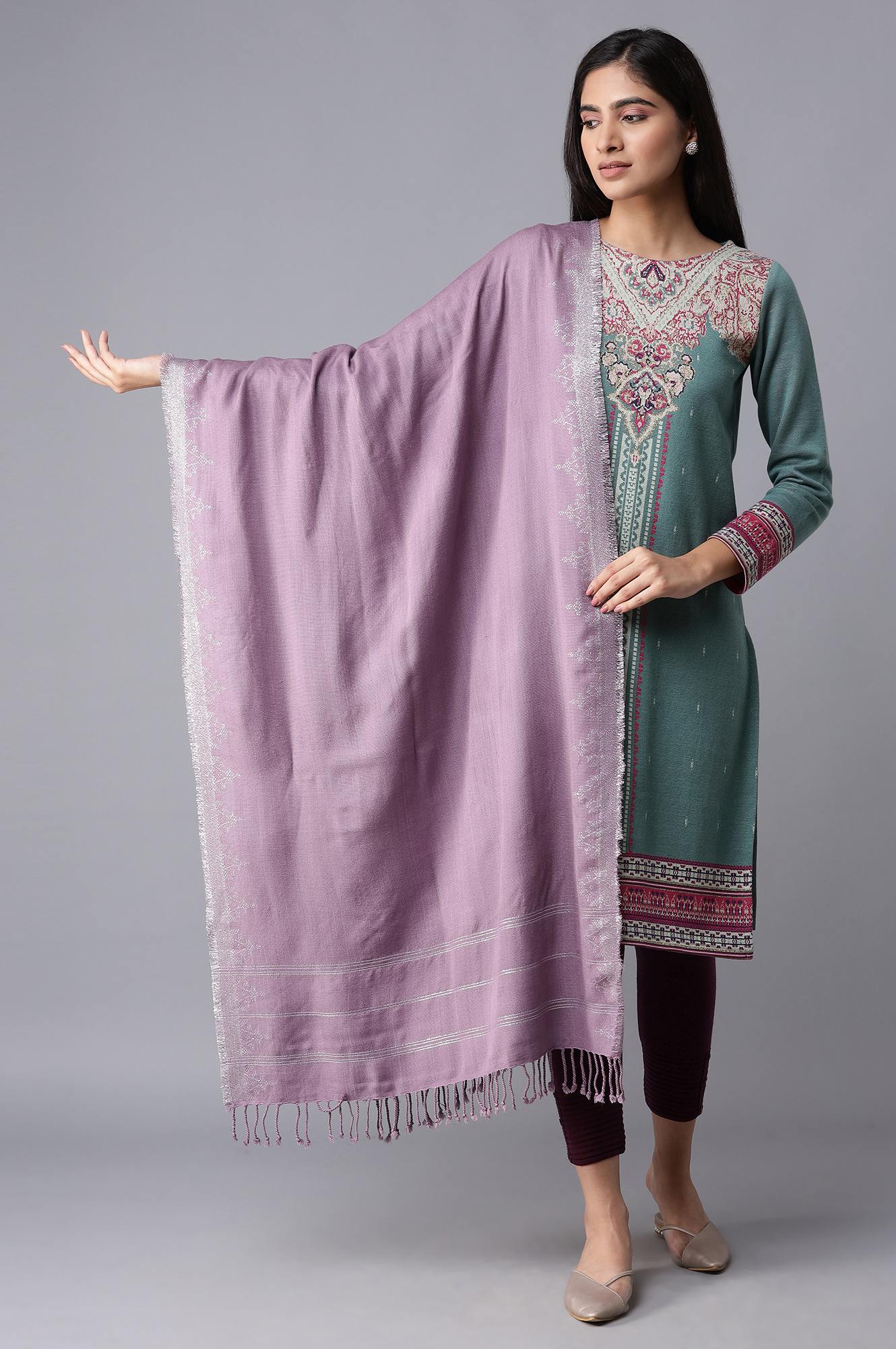 Light Purple Jacquard Shawl