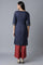 Blue Embroidered kurta-Red Palazzo Set